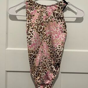 GK Pink and Brown Leopard Print Kids Leotard